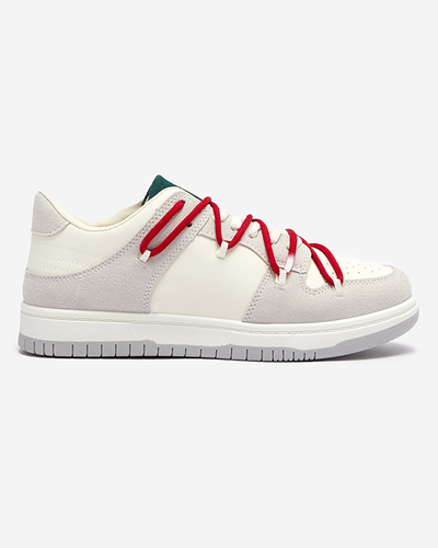 Weiße und graue Damen-Sport-Sneakers mit roten Schnürsenkeln Olierinc - Schuhe