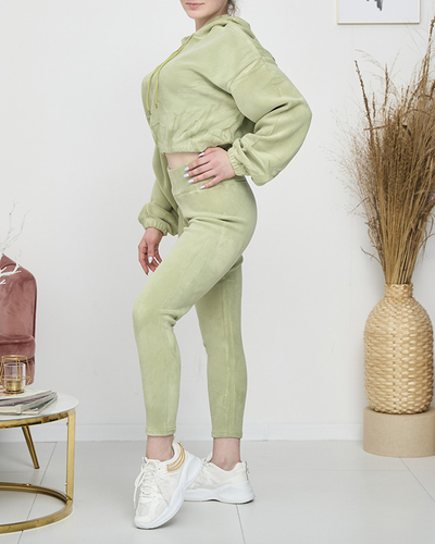 Grünes Damen-Sport-Set Sweatshirt und Leggings - Kleidung