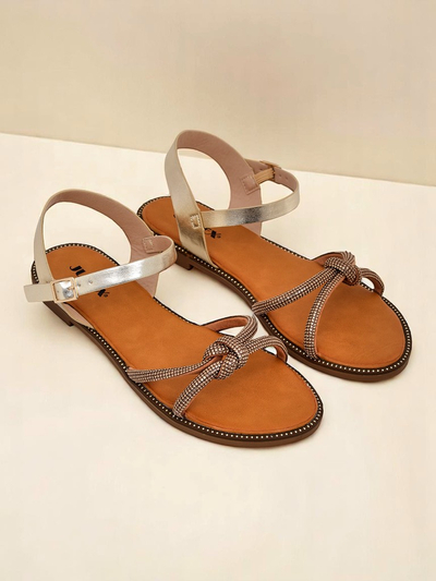 Royalfashion Damen Sandalen mit dekorativen Zirkonia Bella Shine