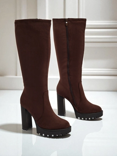 Damen Öko-Wildleder Stiefel mit Blockabsatz GaleNest