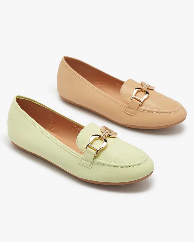 Grüne Damenmokassins aus Öko-Leder mit Verzierung Wiwet-Footwear