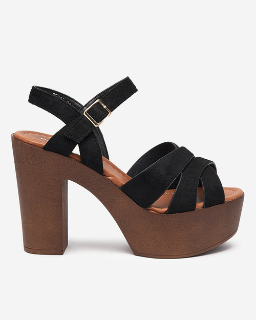 Чорні босоніжки на поштині еко замша Elikob- Взуття