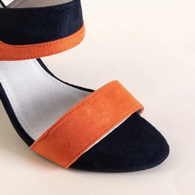 OUTLET Dunkelblaue und orangefarbene Damensandalen von Tiffan - Footwear