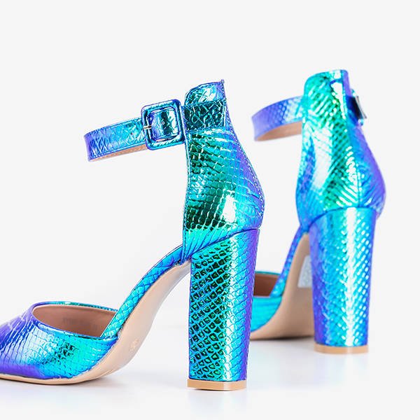 Holographische blaue Pumps a'la Schlangenhaut Monifik - Schuhe