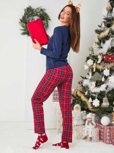 Damen Weihnachtspyjama in marineblau- Kleidung