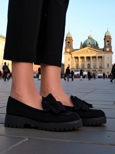 Royalfashion Eco-Suede Damenmokassins mit einer Floverse-Blume