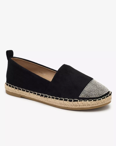Royalfashion Schwarze Damen-Espadrilles mit Zirkonen Iterica