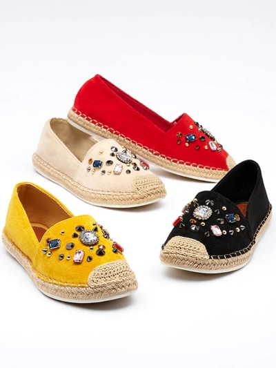 Gelbe Damen-Espadrilles aus Öko-Wildleder mit Zirkonia Mediros - Footwear