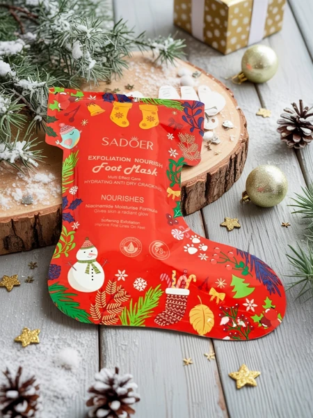 Weihnachts-Fußmaske - Socken mit Niacinamiden - feuchtigkeitsspendend