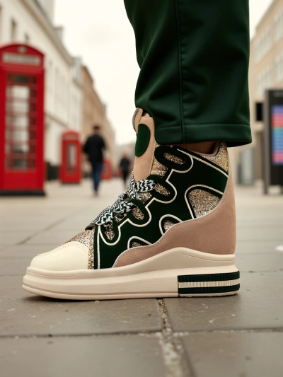 Royalfashion Hohe Damensportschuhe mit verstecktem Keil Oblaffi
