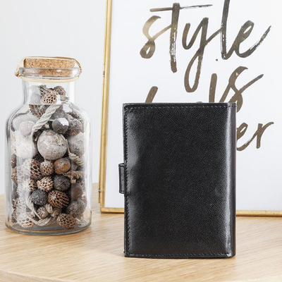 Schwarze Herrenbrieftasche mit Knopf - Brieftasche