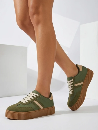 Damen-Sneakers Flora Grün Ökologisch Bequem für den Frühling