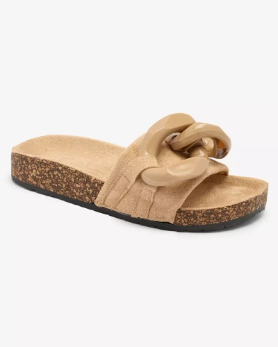 Royalfashion Damen Flip-Flops mit Kunststoffkette in camel Opixi