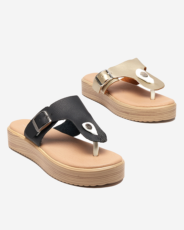 Goldene Damensandalen auf der Borico-Plattform - Schuhe