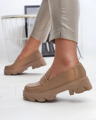 Hellbraune Damen-Mokassins mit fester Sohle Desika - Footwear