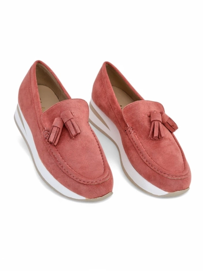 Damen Mokassins Ariadne rosa mit Keilabsatz Eco-Leder Casual