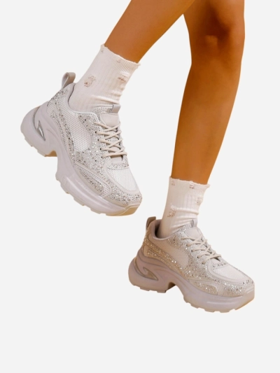 Royalfashion Damen Sport Sneakers mit Strass Bloss