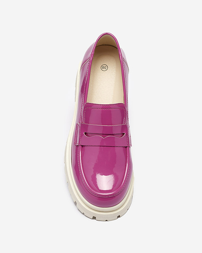 Fuchsia lackierte Mokassins für Damen Noppel - Footwear