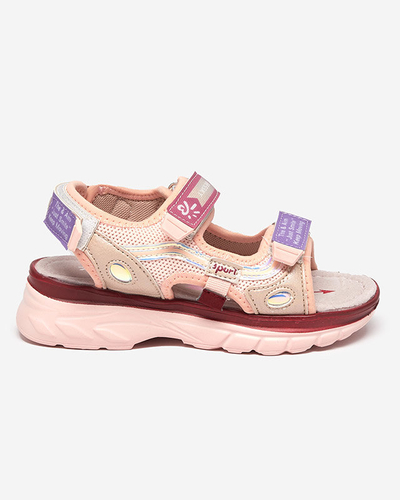 Rosafarbene Kindersandalen mit bunten Einsätzen Meniko - Schuhe