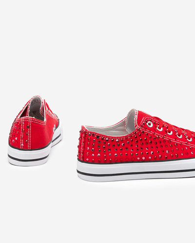 Damen-Sneaker mit farbigen Zirkonen in Rot Amando- Footwear