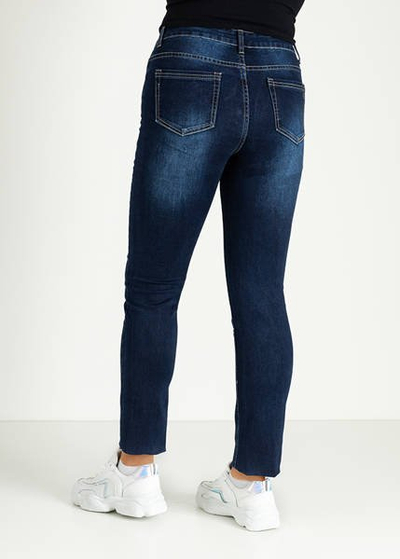 Dunkelblaue Straight-Leg-Jeans für Damen - Kleidung