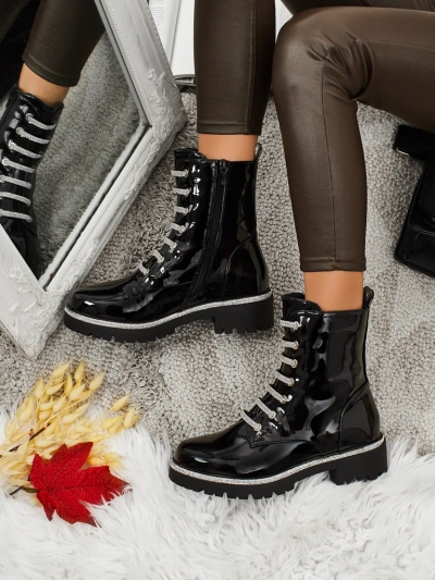 Lackierte Damen Schnürstiefeletten Fjorra