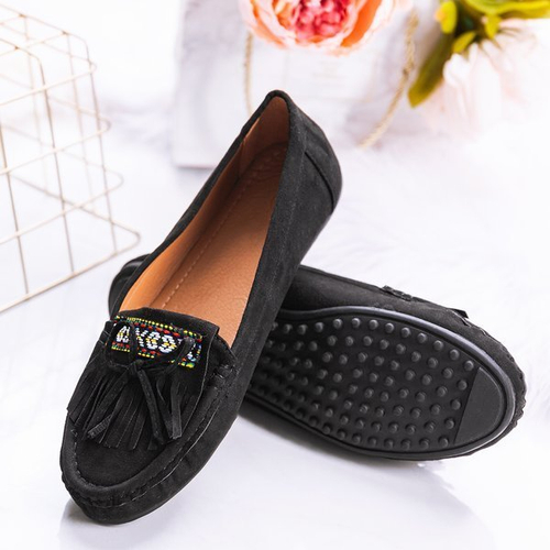 Чорні мокасини Kaddo з бахромою - Взуття