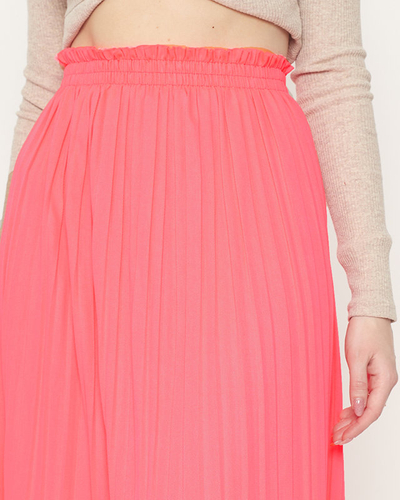 Midi-Faltenrock für Damen in Neonpink - Kleidung