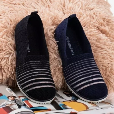 OUTLET Dunkelblaue Slip-On-Sneakers mit Streifen von Yeqa - Footwear