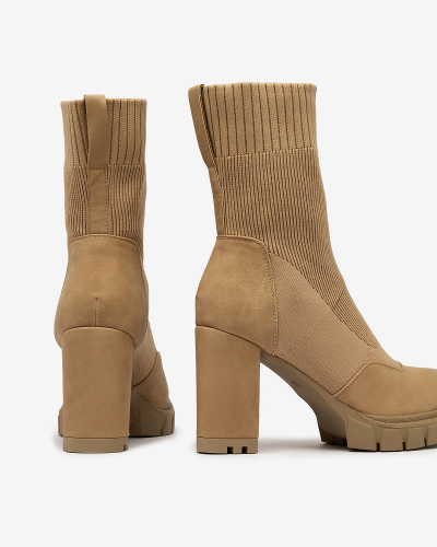 Royalfashion Damen camelfarbene Flexi Booties