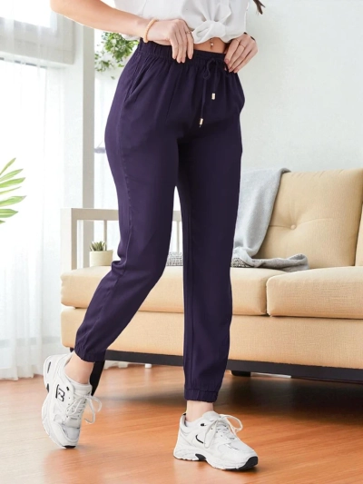 Sofía Marineblaue Lange Hose aus Lyocell