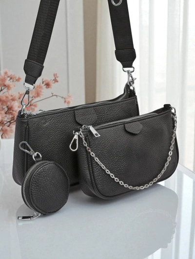 Multifunktionale Damenhandtasche Scylla in Schwarz aus Öko-Leder