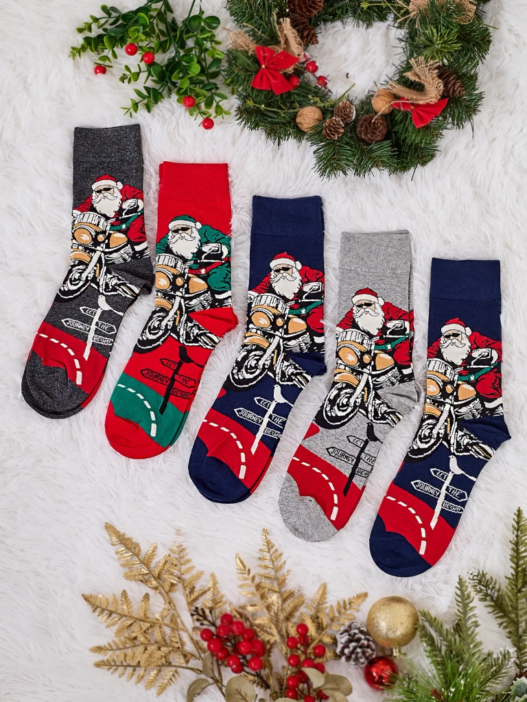 Royalfashion Lange Herren Weihnachtssocken 5er-Pack