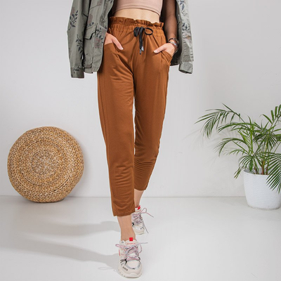 Damen braune gerade Hose 7/8 - Bekleidung