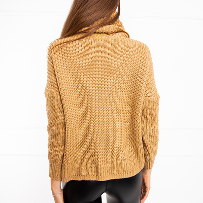 Hellbrauner Rollkragenpullover für Damen - Kleidung