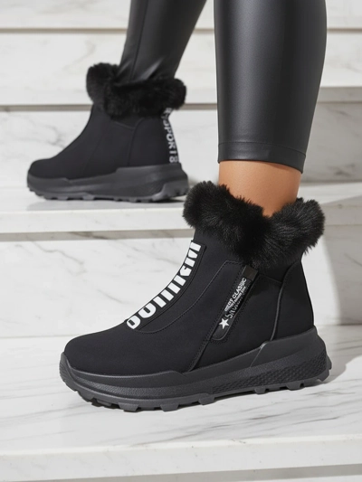 Valentina Schwarze Stiefeletten mit Fell