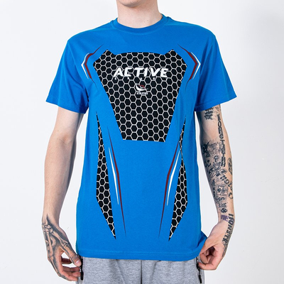 Блакитна чоловіча футболка з принтом