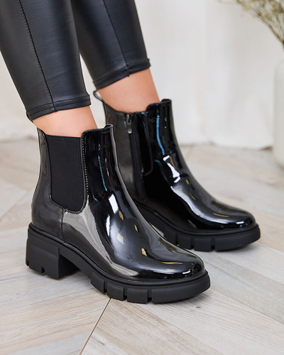 Royalfashion Чорні лаковані жіночі утеплені черевики Angel Steps