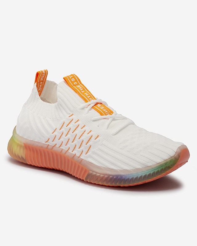Weiße Damen-Sportschuhe mit orangefarbener Sohle Fimmi - Footwear