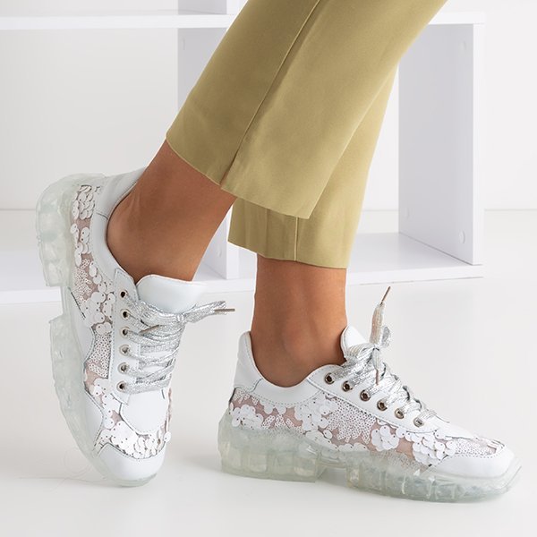 Weiße Damen-Sportschuhe mit Pailletten Polja - Footwear