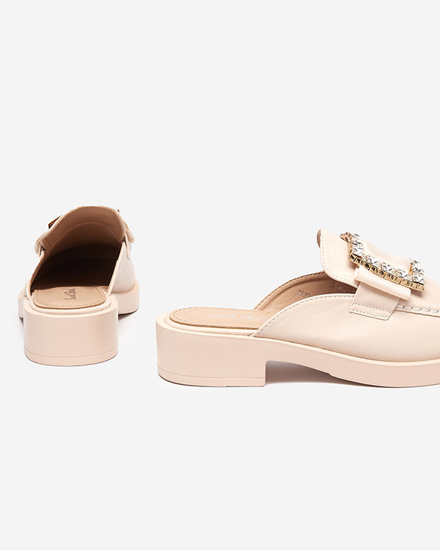 Beige Hausschuhe für Damen a'la Loafer Delaqi - Schuhe