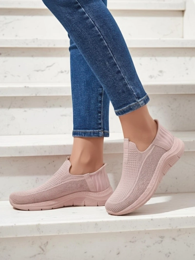 Damen-Sneakers Apollo Rosa – rosa Slip-on-Schuhe aus Stoff mit flacher Sohle