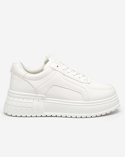 Damen-Sportschuhe aus weißem Kunstleder auf Cerecha-Plattform - Schuhe