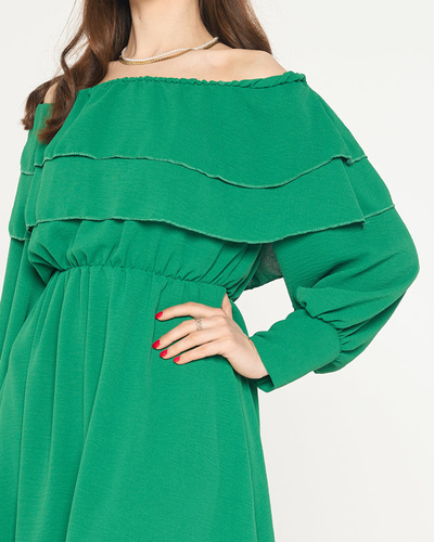 Kurzes grünes Rüschenkleid für Frauen - Kleidung