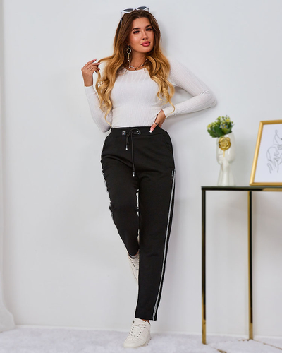 Royalfashion Schwarze Damen-Sweatpants mit Paspelierung