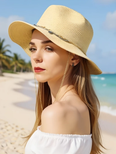 Royalfashion Damen Strohhut Golden Halo