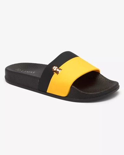 Royalfashion Gelbe und schwarze Damen-Gummi-Flip-Flops Lierigs
