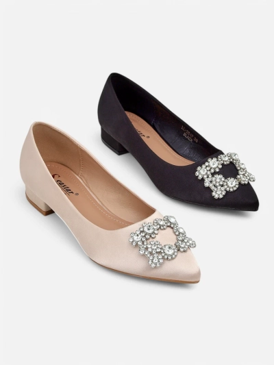 Royalfashion Damen Ballerinas aus satinähnlichem Material mit einer Schnalle Legant