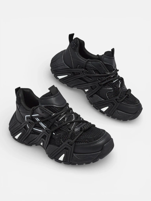 Жіночі Снікерси Athena Чорні Синтетичні Спортивні на Кожен День