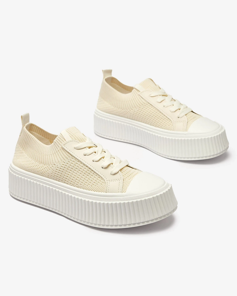 Beige Damen durchbrochene Plateau-Sneakers Demiga - Footwear